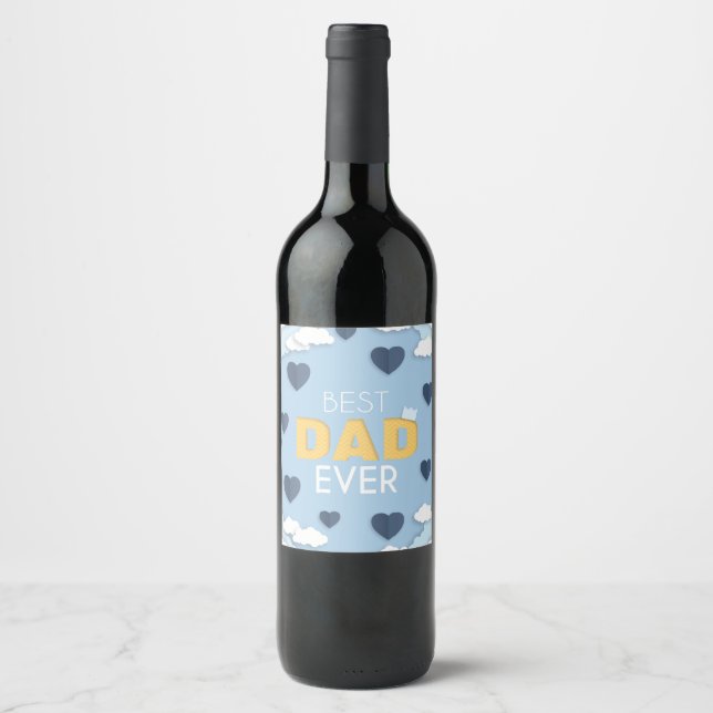 Bästa Pappa någonsin Cute Fars dag Vinflaska Etikett (Framsida)