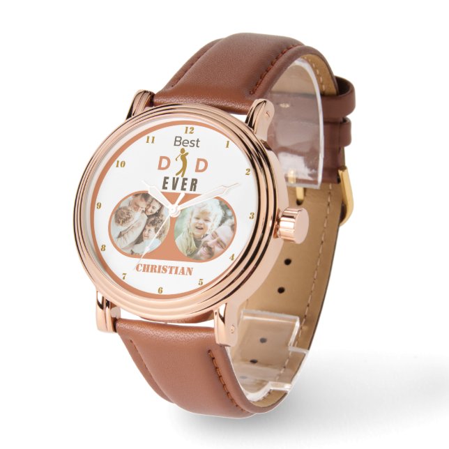 Bästa Pappa någonsin Cute Modern Family Photo Fars Armbandsur (Vinkel)