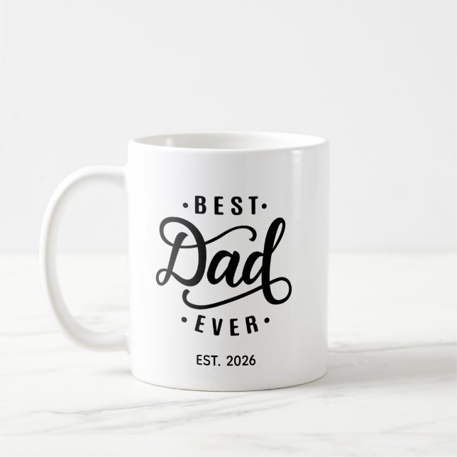 Bästa pappa någonsin datum etablerat  kaffemugg (Vänster)