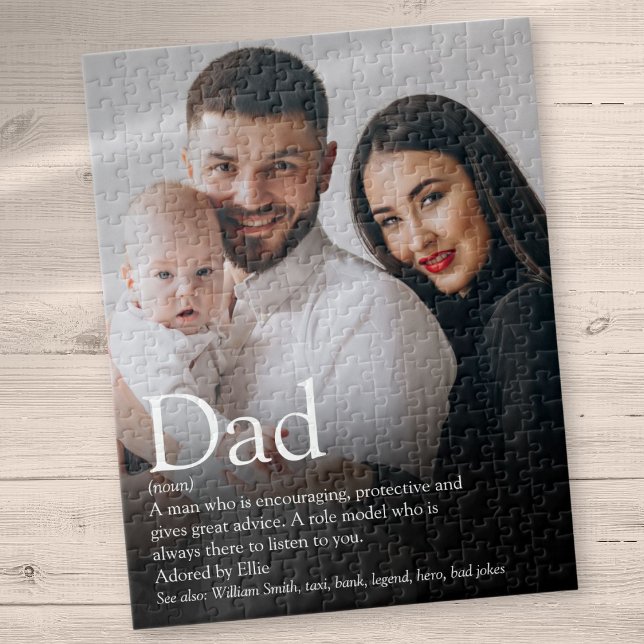 Bästa pappa någonsin Definition Foto Pussel (Best Dad Ever Definition Photo Jigsaw Puzzle)