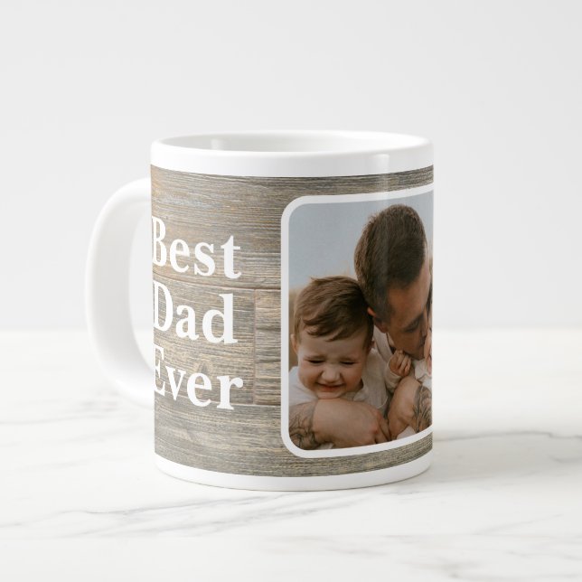 Bästa pappa någonsin Distressed rustic light Träst Jumbo Mugg (Framsida vänster)