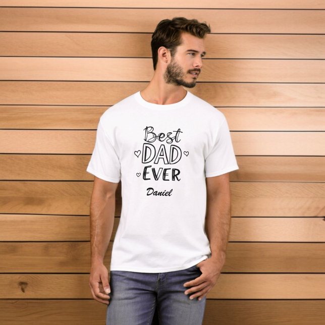 Bästa Pappa någonsin | Doodle Script Fars dag Gift T Shirt (Skapare uppladdad)