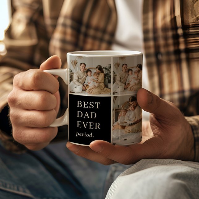 Bästa Pappa någonsin. Elegant Modern 9-foto Kaffemugg (Skapare uppladdad)