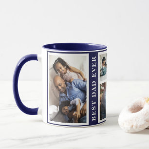 Bästa Pappa någonsin - enkel 5 fotokollage vit lil Mugg