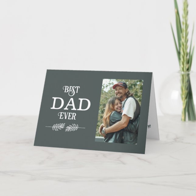 Bästa pappa någonsin Faderns foto Falt julkort Helgkort (Framsida)