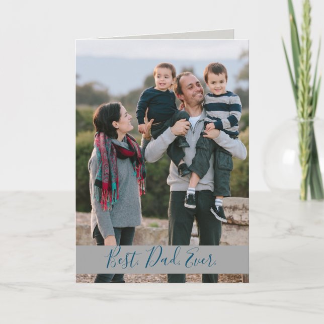 Bästa Pappa någonsin-familjfoto Kort (Framsida)