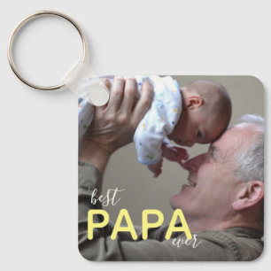 Bästa Pappa Någonsin Farfar & Baby Foto Modern Sti Nyckelring