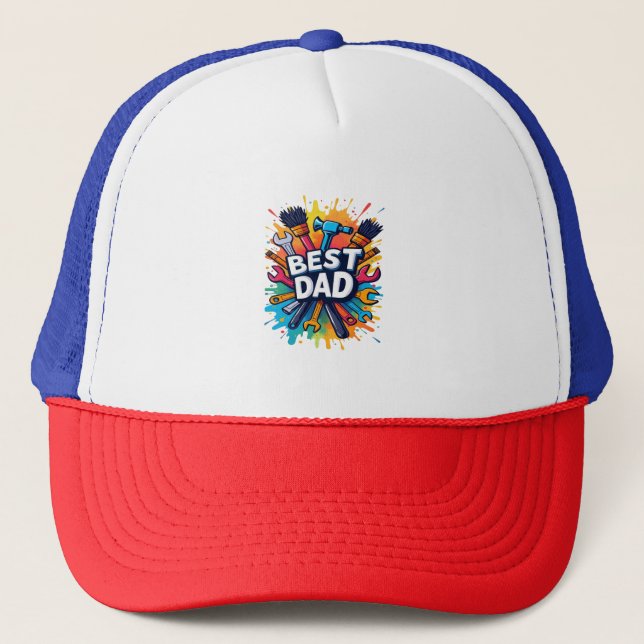 Bästa Pappa någonsin - färgstark Verktyg-design fö Keps (Framsida)