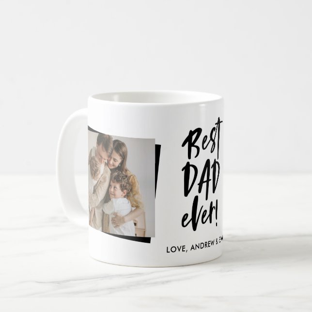 Bästa Pappa någonsin Fars dag 2-foto Kaffemugg (Framsida vänster)