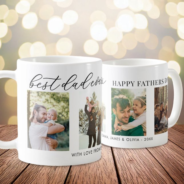Bästa Pappa någonsin Fars dag 4-fotokollage Kaffemugg (Skapare uppladdad)