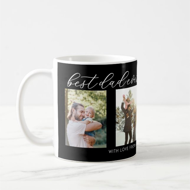 Bästa Pappa någonsin Fars dag 4-fotokollage Kaffemugg (Vänster)