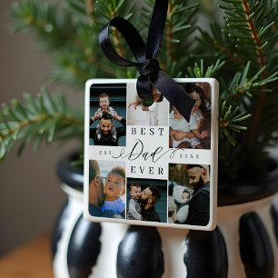 Bästa Pappa någonsin   Fars dag 6 Fotokollage Julgransprydnad Keramik