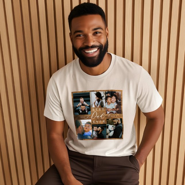 Bästa Pappa någonsin Fars dag-skogskläder T Shirt (Best Dad Ever Father's Day Gift Photo Woodgrain Tri-Blend Shirt)