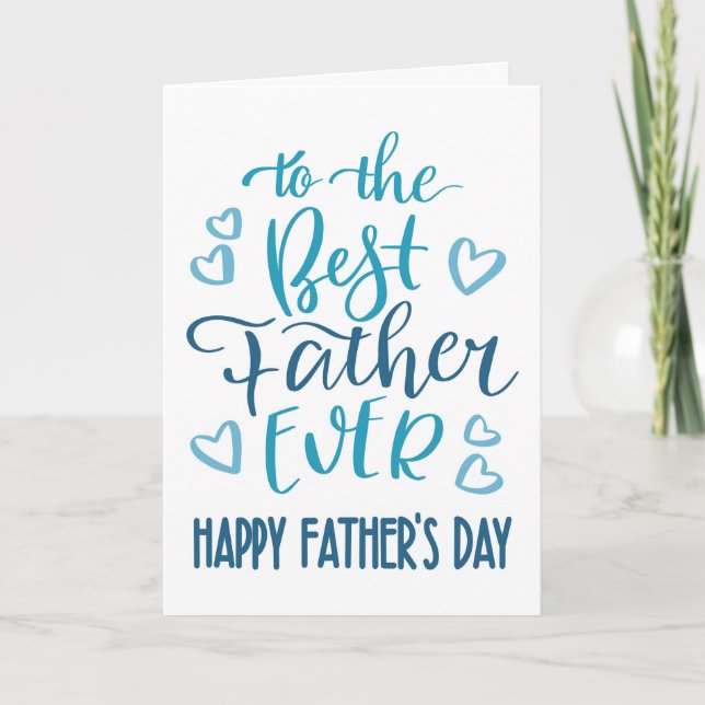 Bästa pappa någonsin Fars dag typografi i blått Kort (Framsida)