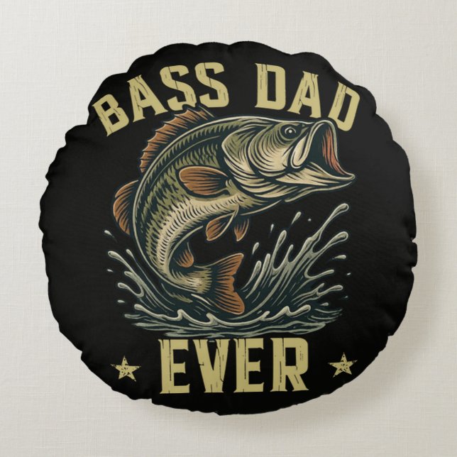 Bästa pappa någonsin fiske fars dag fiskare rund kudde (Framsidan)