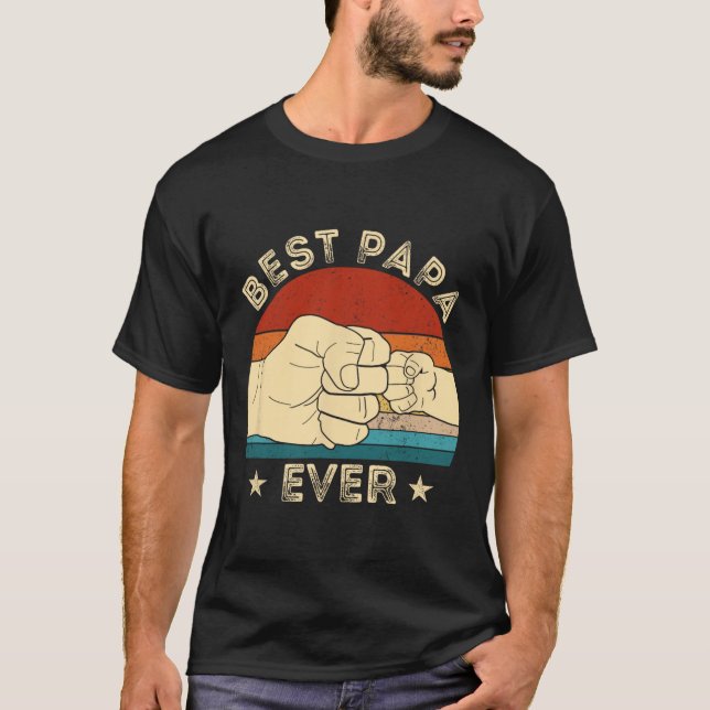 Bästa Pappa någonsin Fist Bump Funny Grandpa Pappo T Shirt (Framsida)