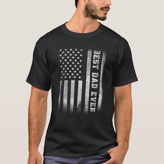Bästa Pappa någonsin Flagga Amerikanska Fars dag f T Shirt (Framsida)