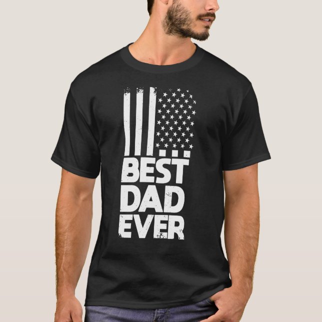 Bästa Pappa någonsin Förenta staterna Flagga Fars  T Shirt (Framsida)