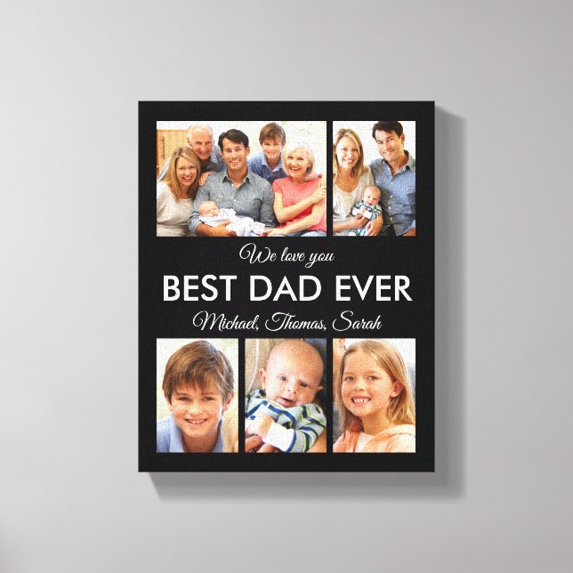 Bästa pappa någonsin Foto Collage Fars dag Canvastryck (Framsida)