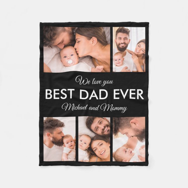 Bästa pappa någonsin Foto Collage Fars dag Fleecefilt (Framsidan)