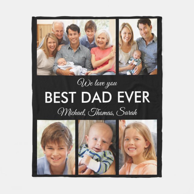 Bästa pappa någonsin Foto Collage Fars dag Fleecefilt (Framsidan)