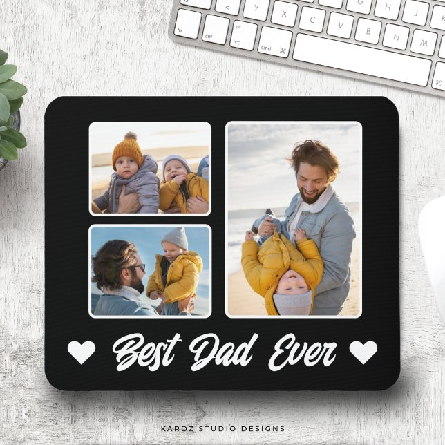 Bästa Pappa någonsin Foto Collage Fars dag Mouse P Musmatta (Add your favorite pictures to this mouse pad and make the best gift on Father´s Day.)