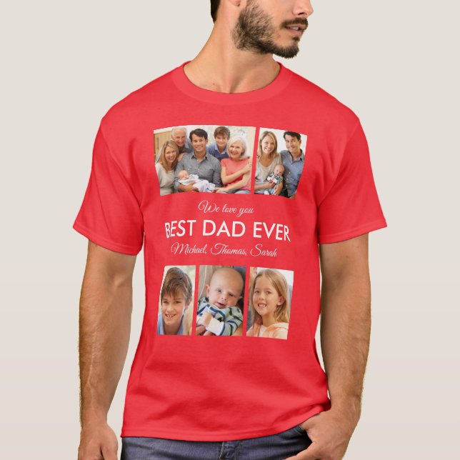 Bästa pappa någonsin Foto Collage Fars dag T Shirt (Framsida)