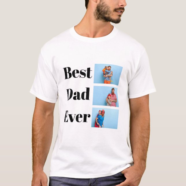 Bästa pappa någonsin Foto Collage Present för Fars T Shirt (Framsida)