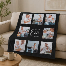 Bästa pappa någonsin foto collage svart vitt far fleecefilt