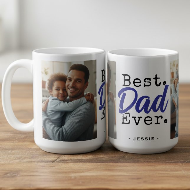 Bästa pappa någonsin Foto Fars dag Kaffemugg (Best Dad Ever Photo Father's Day Coffee Mug
)