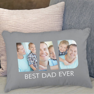 Bästa pappa någonsin Foto Grå Prydnadskudde