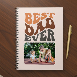 Bästa pappa någonsin Foto med groovy retro typogra Anteckningsbok