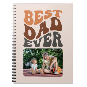 Bästa Pappa någonsin-foto med Groovy Retro Typogra Anteckningsbok