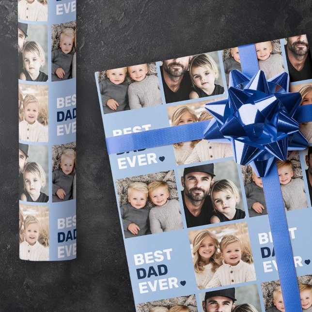 Bästa pappa någonsin, fotohjärta fars dag presentpapper (Best dad ever photo heart fathers day wrapping paper)