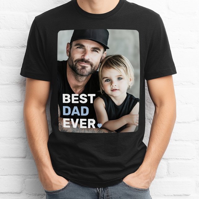 Bästa pappa någonsin, fotohjärta fars dag t shirt (Best dad ever photo heart fathers day T-Shirt)