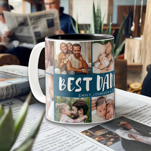 Bästa pappa någonsin fotokollage fadersdagspresent Två-Tonad mugg