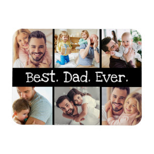 Bästa Pappa någonsin-fotokollage i svartvitt Magnet