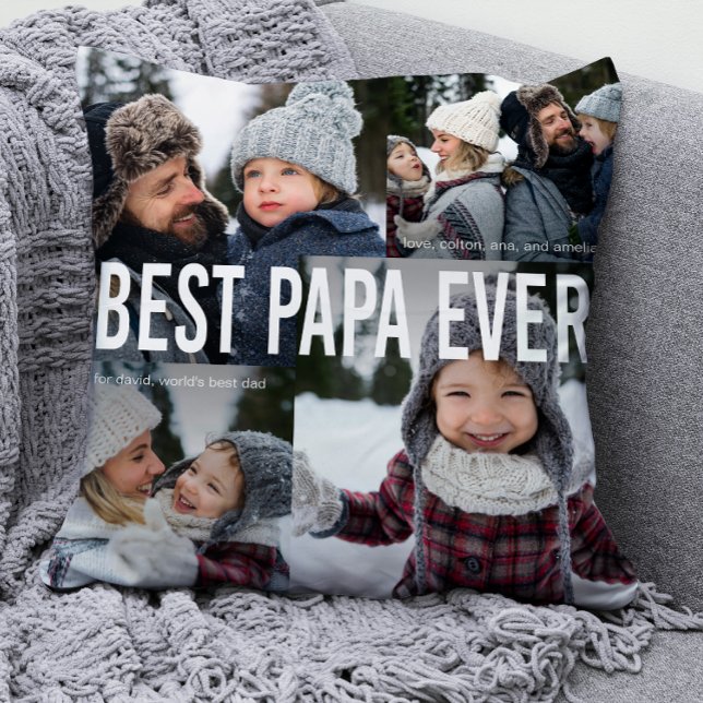 Bästa Pappa någonsin-fotokollage Kudde (Skapare uppladdad)