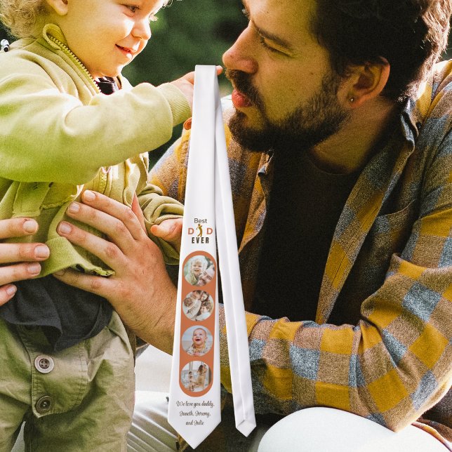 Bästa Pappa någonsin Fotokollage Modern Fars dag Slips (Skapare uppladdad)