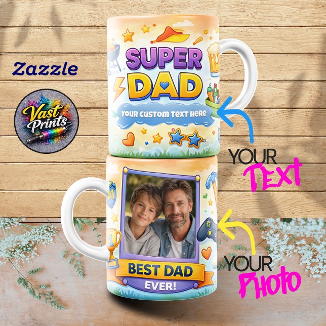 Bästa pappa någonsin fotokollage muggar (Best Dad Ever Photo Collage Mugs)