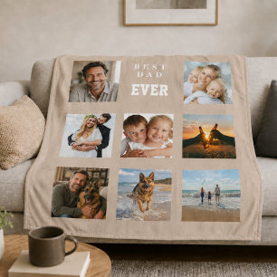 Bästa pappa någonsin fotokollage pappa beige sand fleecefilt