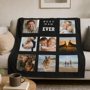 Bästa pappa någonsin fotokollage svart far fleecefilt