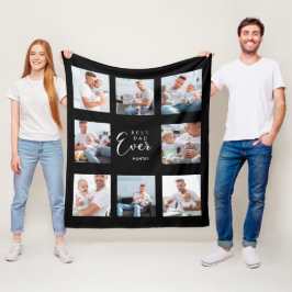 Bästa pappa någonsin, fotokollage svart, vitt far fleecefilt
