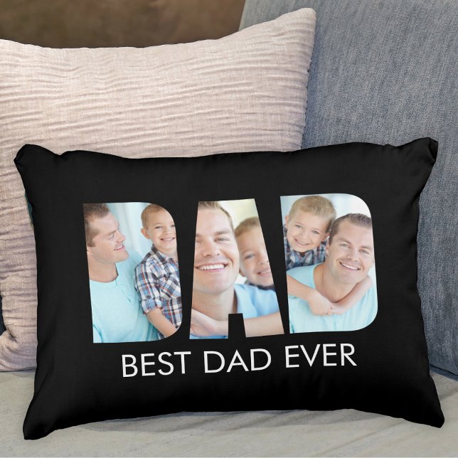 Bästa Pappa någonsin-fotosvart Prydnadskudde (Skapare uppladdad)