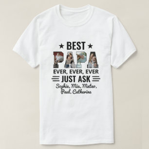 Bästa Pappa någonsin fråga Barnbarn Photo Collage T Shirt