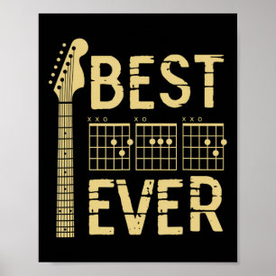 Bästa Pappa Någonsin Gitarr Ackord Gitarrist Pappa Poster