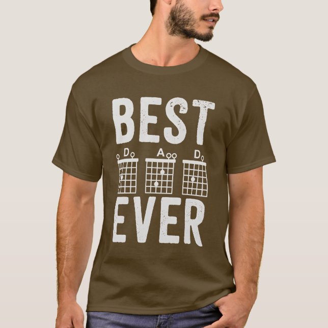 Bästa pappa någonsin Gitarr Ackord Musiker Grunge T Shirt (Framsida)