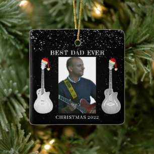 Bästa pappa någonsin Gitarrer Jul 2022 foto Julgransprydnad Keramik