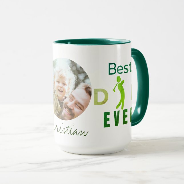 Bästa Pappa någonsin Golf Photo Coola Modern Fars  Mugg (Framsida höger)