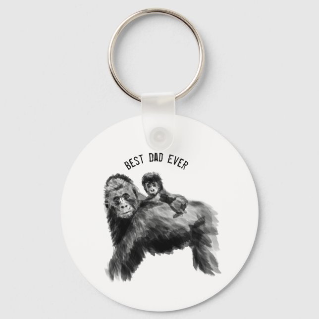 Bästa pappa någonsin gorilla med baby nyckelring (Framsida)